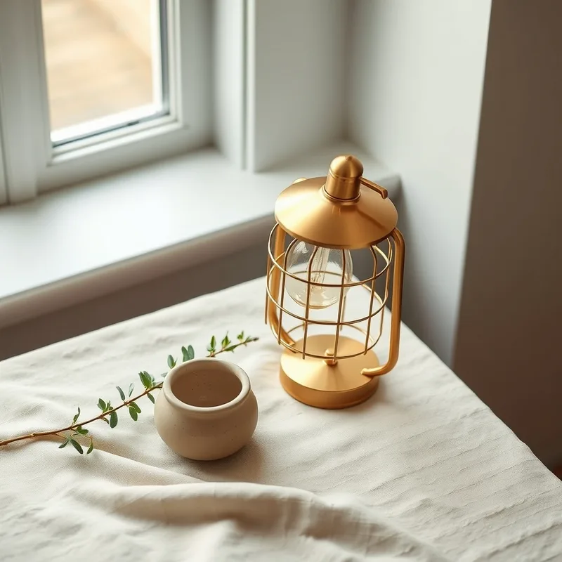 Brass picture light styled in a home setting