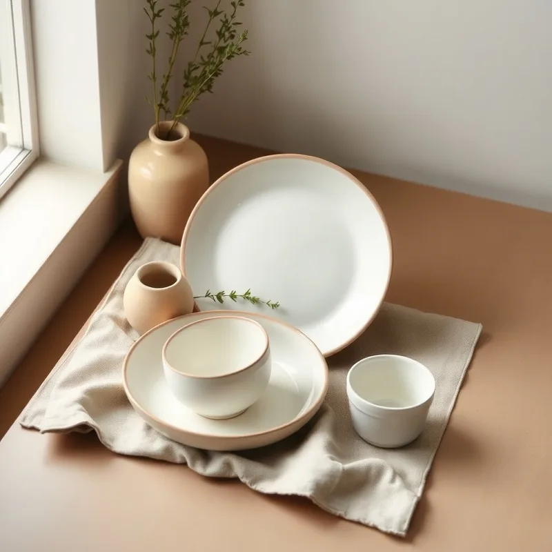 Stoneware dinner set styled in a home setting